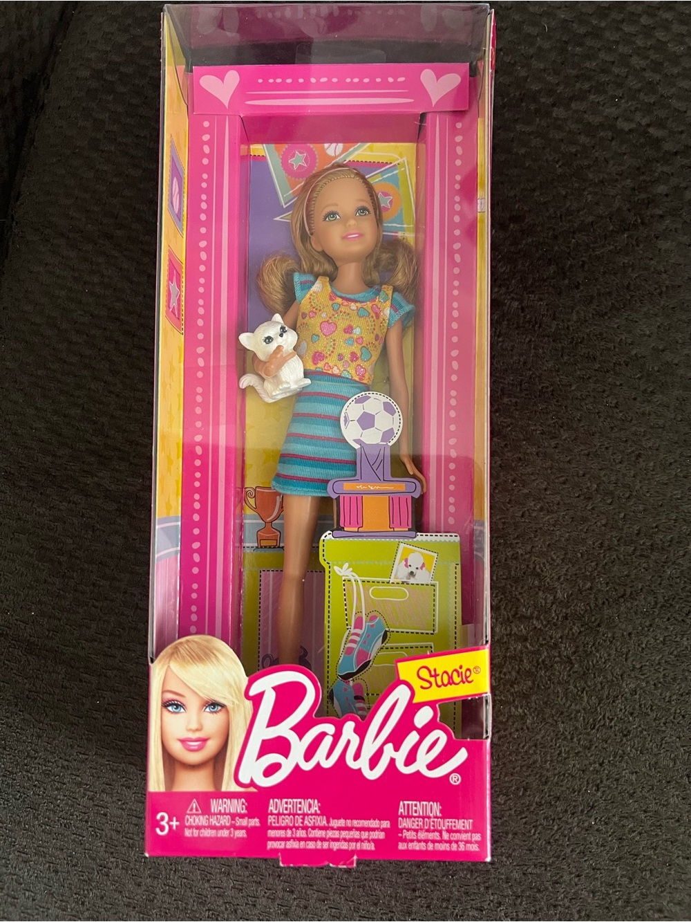 Barbie Stacie Doll in Pink & Turquoise Striped Dress with Pet